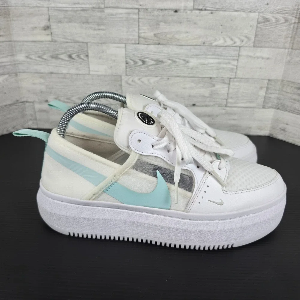 Nike Vandalised LX White Light Blue Platform Sneakers CW6536-100 Womens 9.5